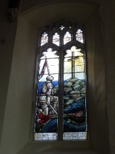 Stained glass window in Theberton church.