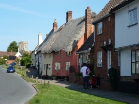 Looking towards the church in Haughley village