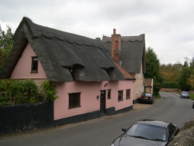 Pink cottage in Wattisfield.