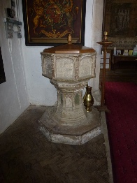 The font in St Peter's Church. 