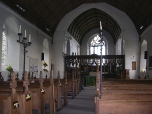 The aisle and altar in St Mary's Church.