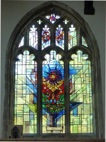 Modern stained-glass window in St Mary's Church.