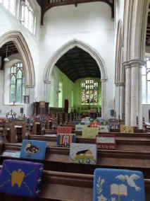 The bright interior of Wetherinsett Church. 