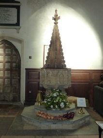 Font in Framlingham Church.