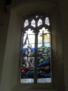 Stained glass window in Theberton church.