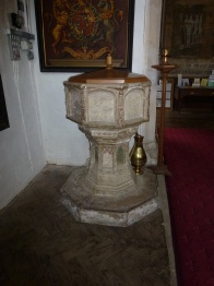 The font in St Peter's Church. 